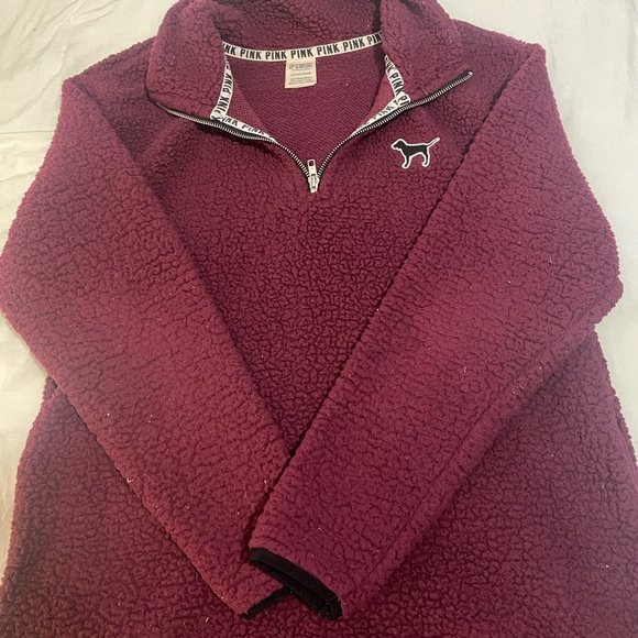 PINK Victoria's Secret Jackets & Blazers - PINK Victoria's Secret Burgundy Sherpa Jacket